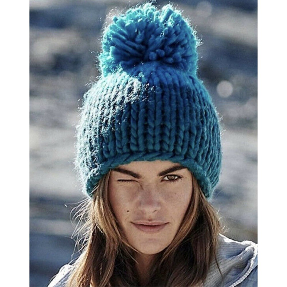 Free People Cozy Up  Pom Pom Knit Beanie Hat O/S